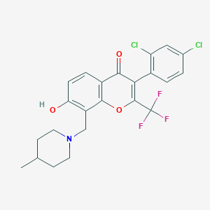 3-(2,4-Dichlorophenyl)-7-hydroxy-8-[(4-methylpiperidin-1-yl)methyl]-2-(trifluoromethyl)chromen-4-one