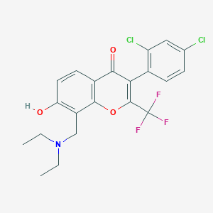 molecular formula C21H18Cl2F3NO3 B7740442 3-(2,4-dichlorophenyl)-8-[(diethylamino)methyl]-7-hydroxy-2-(trifluoromethyl)-4H-chromen-4-one 