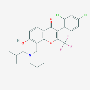 molecular formula C25H26Cl2F3NO3 B7740446 8-[[Bis(2-methylpropyl)amino]methyl]-3-(2,4-dichlorophenyl)-7-hydroxy-2-(trifluoromethyl)chromen-4-one 