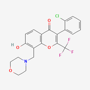 molecular formula C21H17ClF3NO4 B7740459 3-(2-chlorophenyl)-7-hydroxy-8-(4-morpholinylmethyl)-2-(trifluoromethyl)-4H-chromen-4-one 