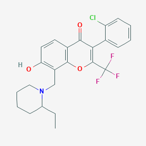 molecular formula C24H23ClF3NO3 B7740460 3-(2-Chlorophenyl)-8-[(2-ethylpiperidin-1-yl)methyl]-7-hydroxy-2-(trifluoromethyl)chromen-4-one 