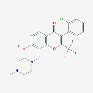 molecular formula C22H20ClF3N2O3 B7740463 3-(2-chlorophenyl)-7-hydroxy-8-[(4-methyl-1-piperazinyl)methyl]-2-(trifluoromethyl)-4H-chromen-4-one 