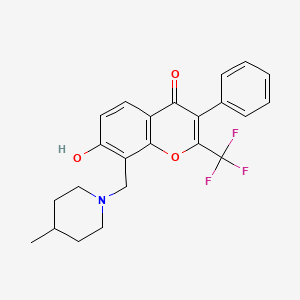 molecular formula C23H22F3NO3 B7740478 7-hydroxy-8-[(4-methylpiperidin-1-yl)methyl]-3-phenyl-2-(trifluoromethyl)-4H-chromen-4-one 