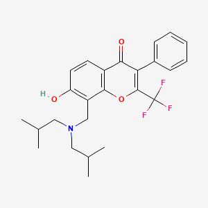 molecular formula C25H28F3NO3 B7740482 8-[(diisobutylamino)methyl]-7-hydroxy-3-phenyl-2-(trifluoromethyl)-4H-chromen-4-one 