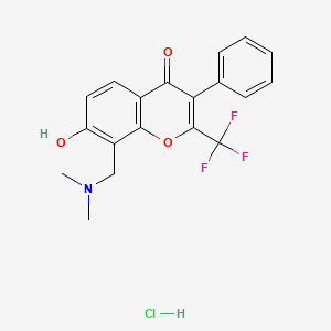 molecular formula C19H17ClF3NO3 B7740495 8-[(Dimethylamino)methyl]-7-hydroxy-3-phenyl-2-(trifluoromethyl)chromen-4-one;hydrochloride 