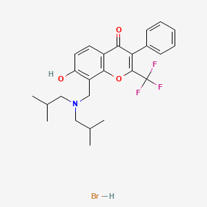 molecular formula C25H29BrF3NO3 B7740496 8-[[Bis(2-methylpropyl)amino]methyl]-7-hydroxy-3-phenyl-2-(trifluoromethyl)chromen-4-one;hydrobromide 