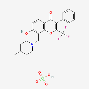 molecular formula C23H23ClF3NO7 B7740497 7-Hydroxy-8-[(4-methylpiperidin-1-yl)methyl]-3-phenyl-2-(trifluoromethyl)chromen-4-one;perchloric acid 