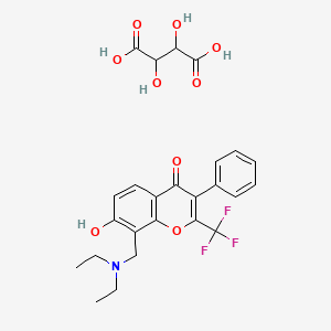 molecular formula C25H26F3NO9 B7740509 8-(Diethylaminomethyl)-7-hydroxy-3-phenyl-2-(trifluoromethyl)chromen-4-one;2,3-dihydroxybutanedioic acid 