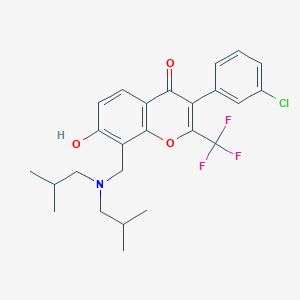 molecular formula C25H27ClF3NO3 B7740528 8-[[Bis(2-methylpropyl)amino]methyl]-3-(3-chlorophenyl)-7-hydroxy-2-(trifluoromethyl)chromen-4-one 