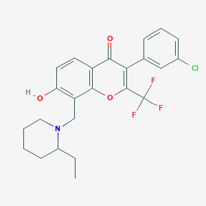 3-(3-Chlorophenyl)-8-[(2-ethylpiperidin-1-yl)methyl]-7-hydroxy-2-(trifluoromethyl)chromen-4-one