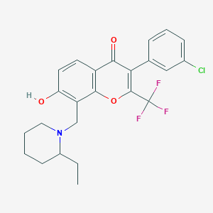 molecular formula C24H23ClF3NO3 B7740529 3-(3-Chlorophenyl)-8-[(2-ethylpiperidin-1-yl)methyl]-7-hydroxy-2-(trifluoromethyl)chromen-4-one 