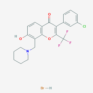 3-(3-Chlorophenyl)-7-hydroxy-8-(piperidin-1-ylmethyl)-2-(trifluoromethyl)chromen-4-one;hydrobromide