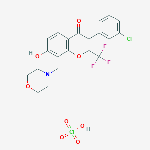 3-(3-Chlorophenyl)-7-hydroxy-8-(morpholin-4-ylmethyl)-2-(trifluoromethyl)chromen-4-one;perchloric acid