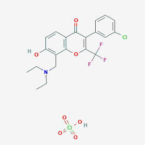 molecular formula C21H20Cl2F3NO7 B7740541 3-(3-Chlorophenyl)-8-(diethylaminomethyl)-7-hydroxy-2-(trifluoromethyl)chromen-4-one;perchloric acid 