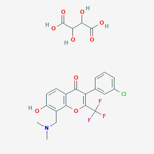 molecular formula C23H21ClF3NO9 B7740543 3-(3-Chlorophenyl)-8-[(dimethylamino)methyl]-7-hydroxy-2-(trifluoromethyl)chromen-4-one;2,3-dihydroxybutanedioic acid 
