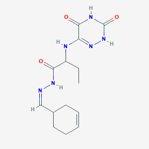 molecular formula C14H20N6O3 B7740546 N'-[(Z)-cyclohex-3-en-1-ylmethylidene]-2-[(3,5-dioxo-2,3,4,5-tetrahydro-1,2,4-triazin-6-yl)amino]butanehydrazide 