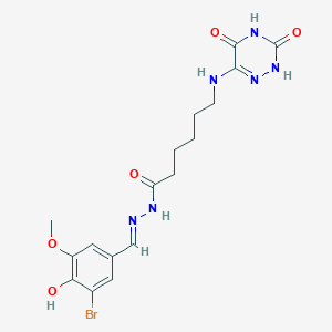 molecular formula C17H21BrN6O5 B7740552 N'-[(E)-(3-bromo-4-hydroxy-5-methoxyphenyl)methylidene]-6-[(3,5-dihydroxy-1,2,4-triazin-6-yl)amino]hexanehydrazide 