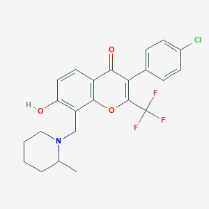 molecular formula C23H21ClF3NO3 B7740561 3-(4-chlorophenyl)-7-hydroxy-8-[(2-methylpiperidin-1-yl)methyl]-2-(trifluoromethyl)-4H-chromen-4-one 