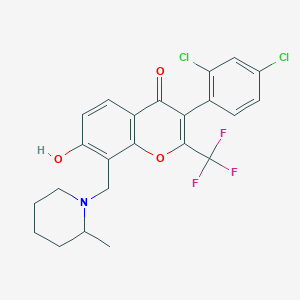 3-(2,4-Dichlorophenyl)-7-hydroxy-8-[(2-methylpiperidin-1-yl)methyl]-2-(trifluoromethyl)chromen-4-one