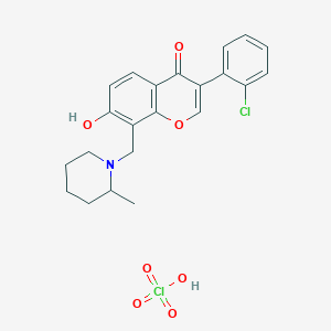 3-(2-Chlorophenyl)-7-hydroxy-8-[(2-methylpiperidin-1-yl)methyl]chromen-4-one;perchloric acid