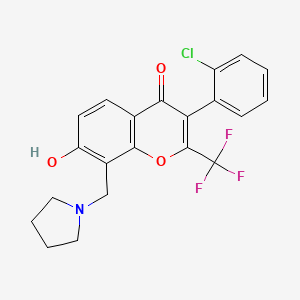 molecular formula C21H17ClF3NO3 B7740596 3-(2-chlorophenyl)-7-hydroxy-8-(pyrrolidin-1-ylmethyl)-2-(trifluoromethyl)-4H-chromen-4-one 