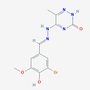 molecular formula C12H12BrN5O3 B7740607 3-Bromo-4-hydroxy-5-methoxybenzaldehyde (6-methyl-3-oxo-2,3-dihydro-1,2,4-triazin-5-yl)hydrazone 