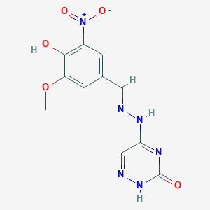 molecular formula C11H10N6O5 B7740619 5-[(2E)-2-[(4-hydroxy-3-methoxy-5-nitrophenyl)methylidene]hydrazinyl]-2H-1,2,4-triazin-3-one 