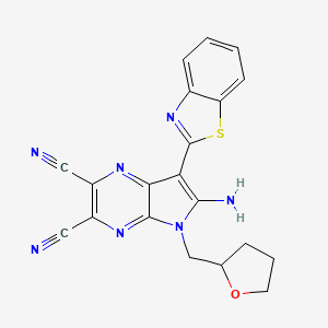 molecular formula C20H15N7OS B7740621 6-amino-7-(benzo[d]thiazol-2-yl)-5-((tetrahydrofuran-2-yl)methyl)-5H-pyrrolo[2,3-b]pyrazine-2,3-dicarbonitrile 