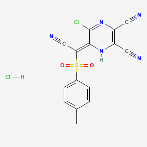 molecular formula C15H9Cl2N5O2S B7740625 (6Z)-5-chloro-6-[cyano-(4-methylphenyl)sulfonylmethylidene]-1H-pyrazine-2,3-dicarbonitrile;hydrochloride 