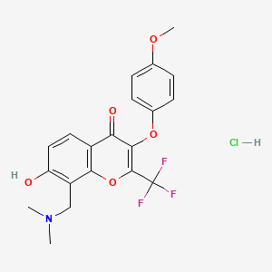molecular formula C20H19ClF3NO5 B7740634 8-[(Dimethylamino)methyl]-7-hydroxy-3-(4-methoxyphenoxy)-2-(trifluoromethyl)chromen-4-one;hydrochloride 