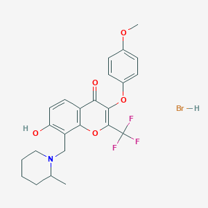 7-Hydroxy-3-(4-methoxyphenoxy)-8-[(2-methylpiperidin-1-yl)methyl]-2-(trifluoromethyl)chromen-4-one;hydrobromide