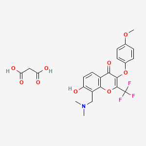 molecular formula C23H22F3NO9 B7740646 8-[(Dimethylamino)methyl]-7-hydroxy-3-(4-methoxyphenoxy)-2-(trifluoromethyl)chromen-4-one;propanedioic acid 