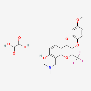 molecular formula C22H20F3NO9 B7740652 8-[(Dimethylamino)methyl]-7-hydroxy-3-(4-methoxyphenoxy)-2-(trifluoromethyl)chromen-4-one;oxalic acid 