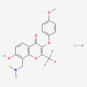 molecular formula C20H19F3INO5 B7740655 8-[(Dimethylamino)methyl]-7-hydroxy-3-(4-methoxyphenoxy)-2-(trifluoromethyl)chromen-4-one;hydroiodide 