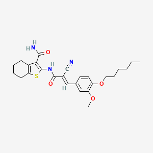 molecular formula C26H31N3O4S B7740666 2-[[(E)-2-cyano-3-(4-hexoxy-3-methoxyphenyl)prop-2-enoyl]amino]-4,5,6,7-tetrahydro-1-benzothiophene-3-carboxamide 