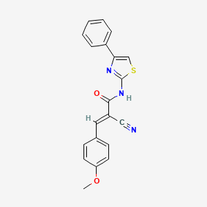 (E)-2-cyano-3-(4-methoxyphenyl)-N-(4-phenyl-1,3-thiazol-2-yl)prop-2-enamide