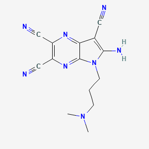 molecular formula C14H14N8 B7740691 6-Amino-5-[3-(dimethylamino)propyl]pyrrolo[2,3-b]pyrazine-2,3,7-tricarbonitrile 