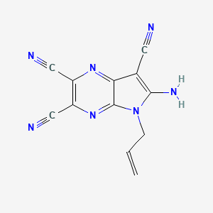 molecular formula C12H7N7 B7740703 5-Allyl-6-amino-5H-pyrrolo[2,3-b]pyrazine-2,3,7-tricarbonitrile 