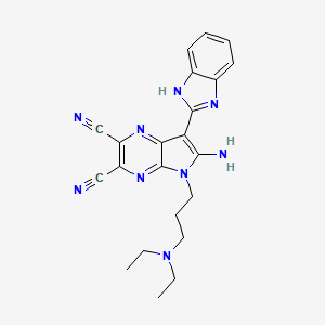 molecular formula C22H23N9 B7740705 6-amino-7-(1H-benzimidazol-2-yl)-5-[3-(diethylamino)propyl]pyrrolo[2,3-b]pyrazine-2,3-dicarbonitrile 