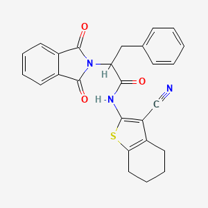 molecular formula C26H21N3O3S B7740766 N-(3-cyano-4,5,6,7-tetrahydro-1-benzothiophen-2-yl)-2-(1,3-dioxoisoindol-2-yl)-3-phenylpropanamide 