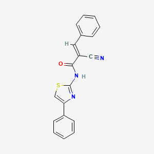 molecular formula C19H13N3OS B7740776 (E)-2-cyano-3-phenyl-N-(4-phenyl-1,3-thiazol-2-yl)prop-2-enamide 