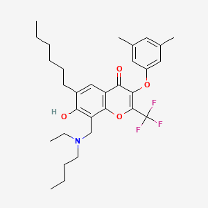 molecular formula C31H40F3NO4 B7740783 8-{[butyl(ethyl)amino]methyl}-3-(3,5-dimethylphenoxy)-6-hexyl-7-hydroxy-2-(trifluoromethyl)-4H-chromen-4-one 