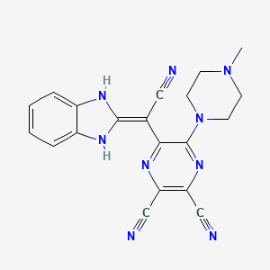 molecular formula C20H17N9 B7740837 5-[cyano(1,3-dihydro-2H-benzimidazol-2-ylidene)methyl]-6-(4-methylpiperazin-1-yl)pyrazine-2,3-dicarbonitrile 