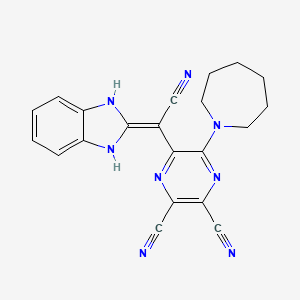 molecular formula C21H18N8 B7740844 5-(Azepan-1-yl)-6-[cyano(1,3-dihydrobenzimidazol-2-ylidene)methyl]pyrazine-2,3-dicarbonitrile 