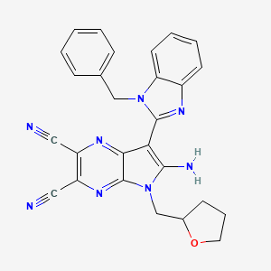 molecular formula C27H22N8O B7740847 6-amino-7-(1-benzyl-1H-benzo[d]imidazol-2-yl)-5-((tetrahydrofuran-2-yl)methyl)-5H-pyrrolo[2,3-b]pyrazine-2,3-dicarbonitrile 