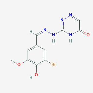 (Z)-3-(2-(3-bromo-4-hydroxy-5-methoxybenzylidene)hydrazinyl)-1,2,4-triazin-5(4H)-one