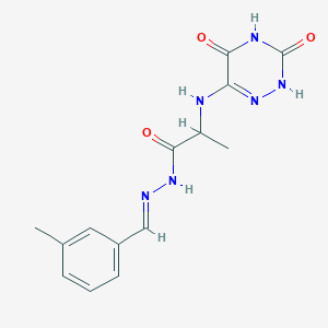 molecular formula C14H16N6O3 B7740939 (S)-2-[(3,5-Dioxo-2,3,4,5-tetrahydro-1,2,4-triazin-6-yl)amino]-N'-(3-methylbenzylidene)propanehydrazide 