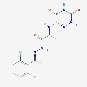 molecular formula C13H12Cl2N6O3 B7740943 N'-[(E)-(2,6-dichlorophenyl)methylidene]-2-[(3,5-dioxo-2,3,4,5-tetrahydro-1,2,4-triazin-6-yl)amino]propanohydrazide 