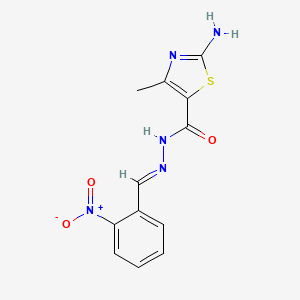 molecular formula C12H11N5O3S B7740971 2-amino-4-methyl-N'-[(E)-(2-nitrophenyl)methylidene]-1,3-thiazole-5-carbohydrazide 