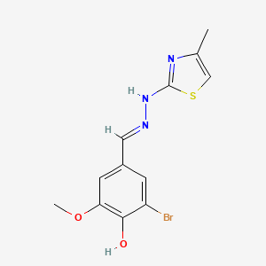 molecular formula C12H12BrN3O2S B7740986 2-bromo-6-methoxy-4-[(E)-[(4-methyl-1,3-thiazol-2-yl)hydrazinylidene]methyl]phenol 